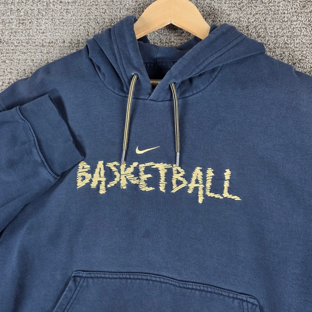 Vintage Y2K Nike Basketball Hoodie Blue Embroidered Center Swoosh Men's Size L